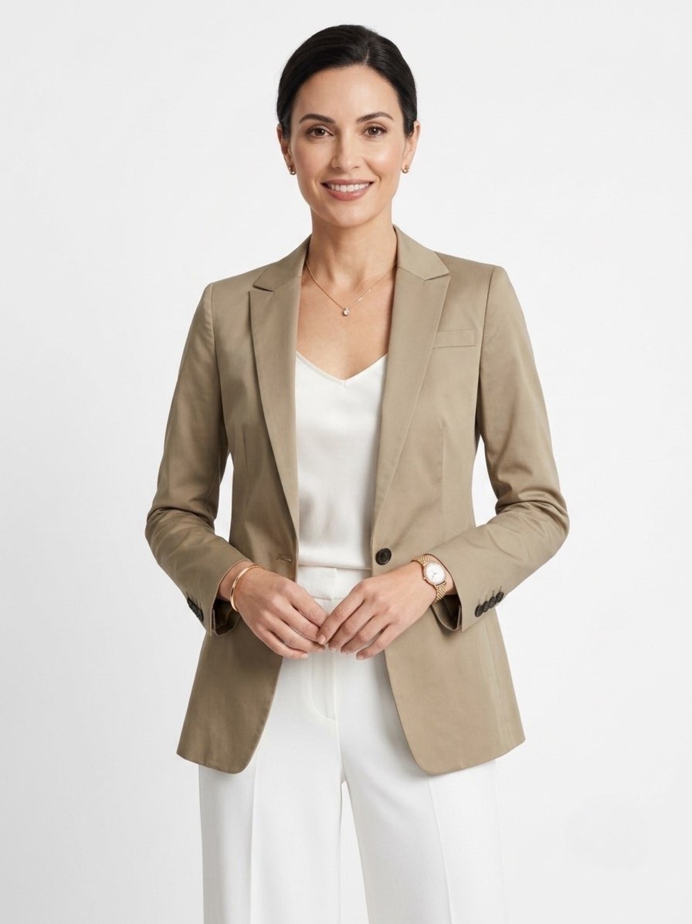 Club Monaco Taupe Cotton Structured Tailored Blazer Jacket Size 2 Minimalist